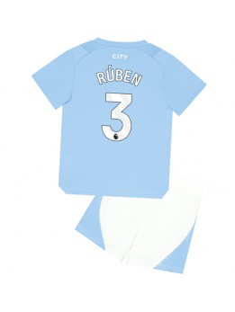 Manchester City Ruben Dias #3 Heimtrikotsatz für Kinder 2023-24 Kurzarm (+ Kurze Hosen)